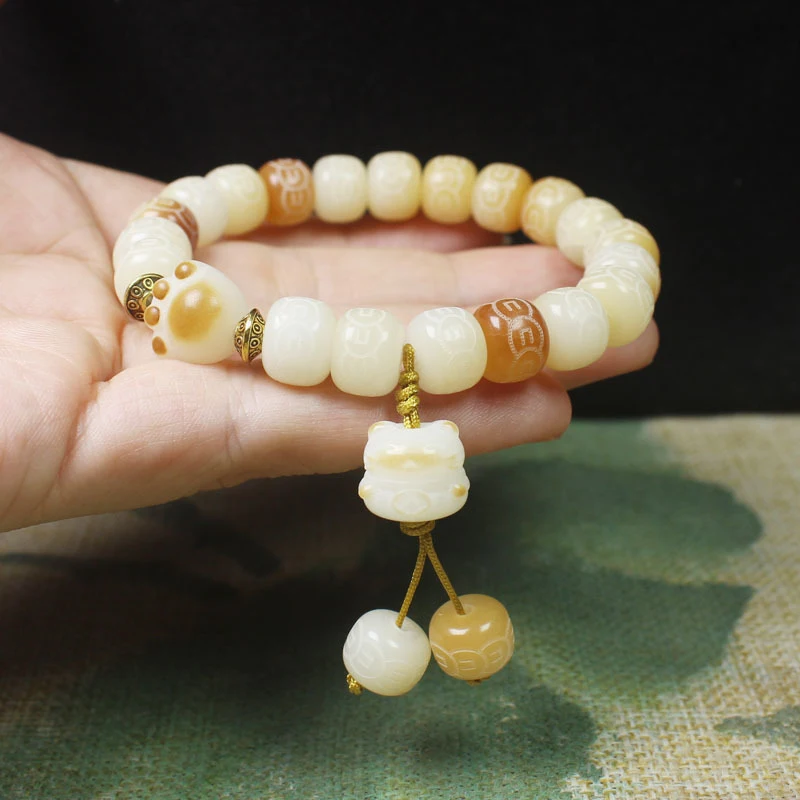 Charcoal-burned milk coffee color Bodhi barrel bead bracelet with cat pendant, forest-style cultural and artistic jewelry, Buddh
Charcoal-burned milk coffee color Bodhi barrel bead bracelet with cat pendant, forest-style cultural and artistic jewelry, Buddh