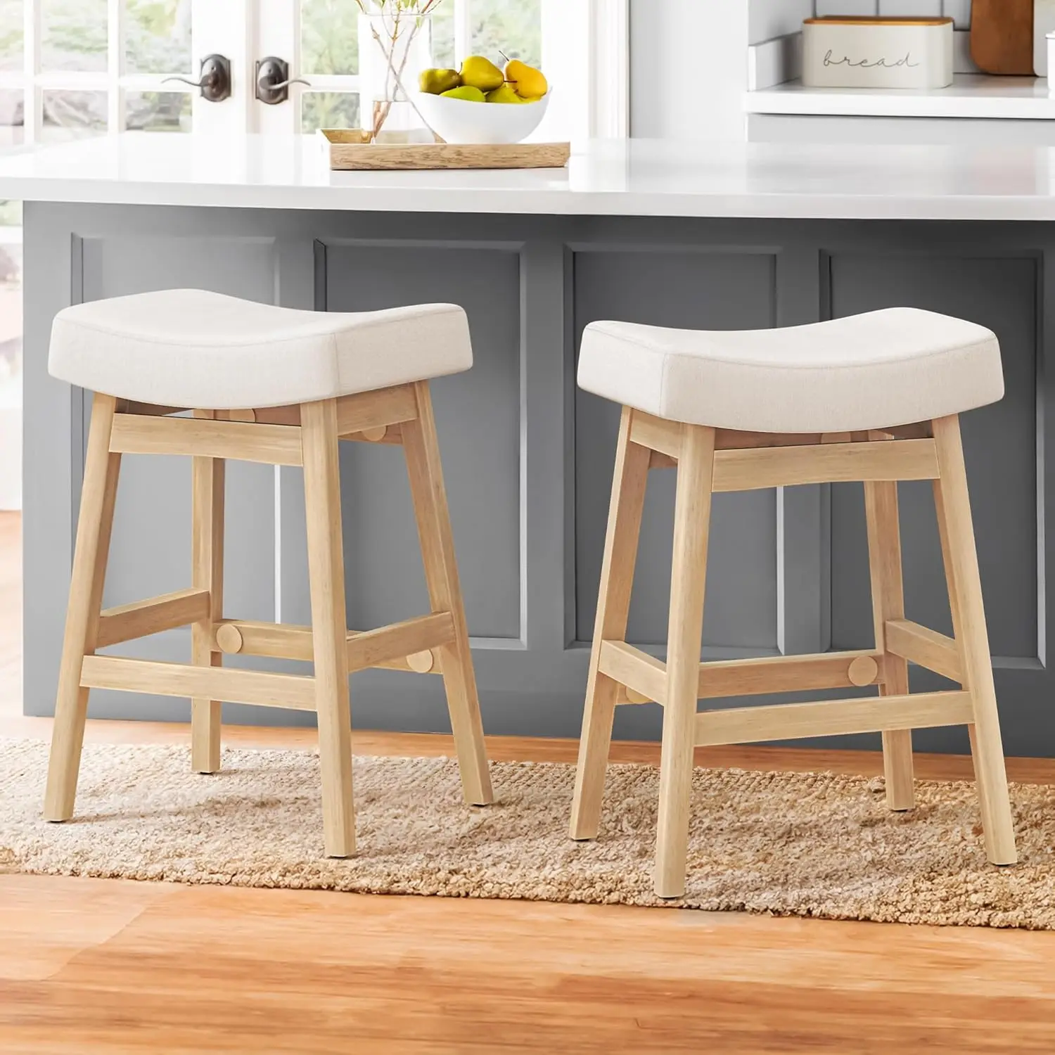 Bar Stools Set of 2, Barstools with Sturdy Wood Legs, Saddle Seat Counter Height Bar Stools for Kitchen Counter,, Customized
Bar Stools Set of 2, Barstools with Sturdy Wood Legs, Saddle Seat Counter Height Bar Stools for Kitchen Counter,, Customized
