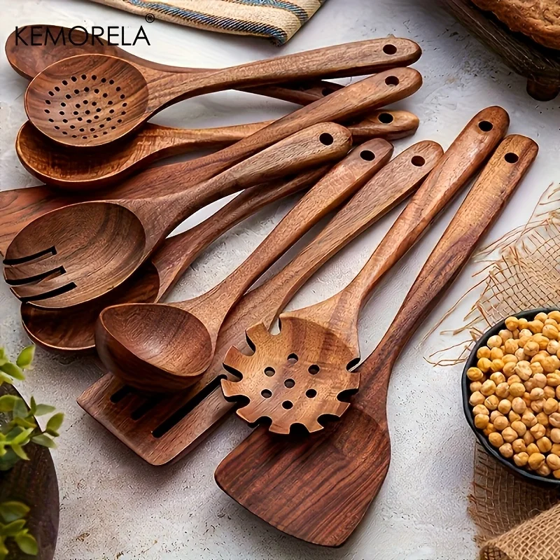 10PCS Wooden Spoon Set, Natural Wooden Cooking Utensils for Salad Soup & Noodles, Kitchen Utensil Kit with Spoons & Ladles
10PCS Wooden Spoon Set, Natural Wooden Cooking Utensils for Salad Soup & Noodles, Kitchen Utensil Kit with Spoons & Ladles