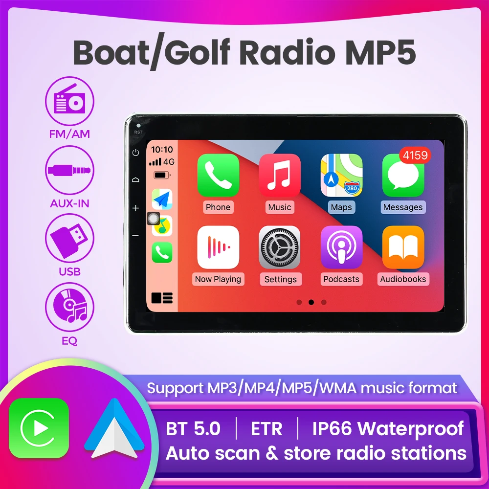 7'' Touch Screen Boat Marine Multimedia Player Wireless CarPlay Android Auto Waterproof FM AM Radio AUX BT for ATV UTV Golf Cart
7'' Touch Screen Boat Marine Multimedia Player Wireless CarPlay Android Auto Waterproof FM AM Radio AUX BT for ATV UTV Golf Cart