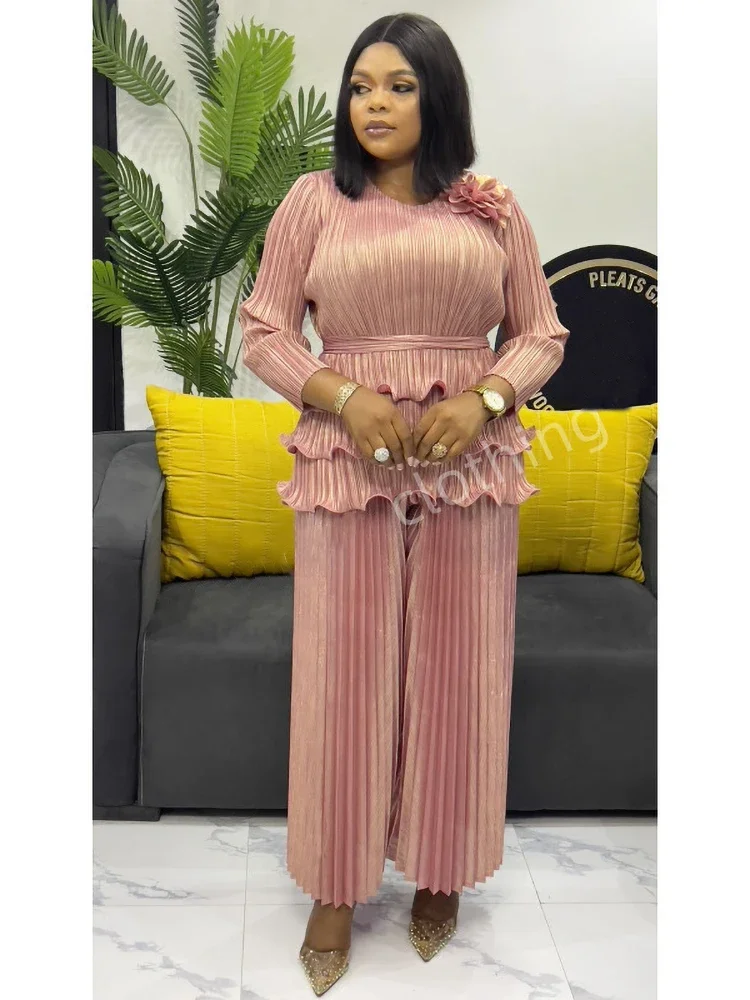 ANLAN Pleated Women's Suit Solid Bronzing O-Neck Ruffled Loose Plus Size Wide Leg Pants Casual Two-piece Sets 2025 New 2A0951
ANLAN Pleated Women's Suit Solid Bronzing O-Neck Ruffled Loose Plus Size Wide Leg Pants Casual Two-piece Sets 2025 New 2A0951