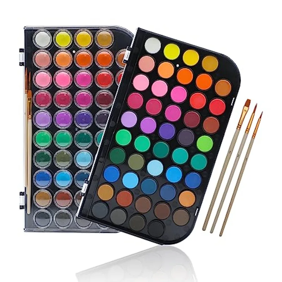 Watercolor Paint Set, Portable Travel Watercolor Cake Kit with 3 Brushes, Easy-Clean Washable Paint for Card Making, Illustrati
Watercolor Paint Set, Portable Travel Watercolor Cake Kit with 3 Brushes, Easy-Clean Washable Paint for Card Making, Illustrati