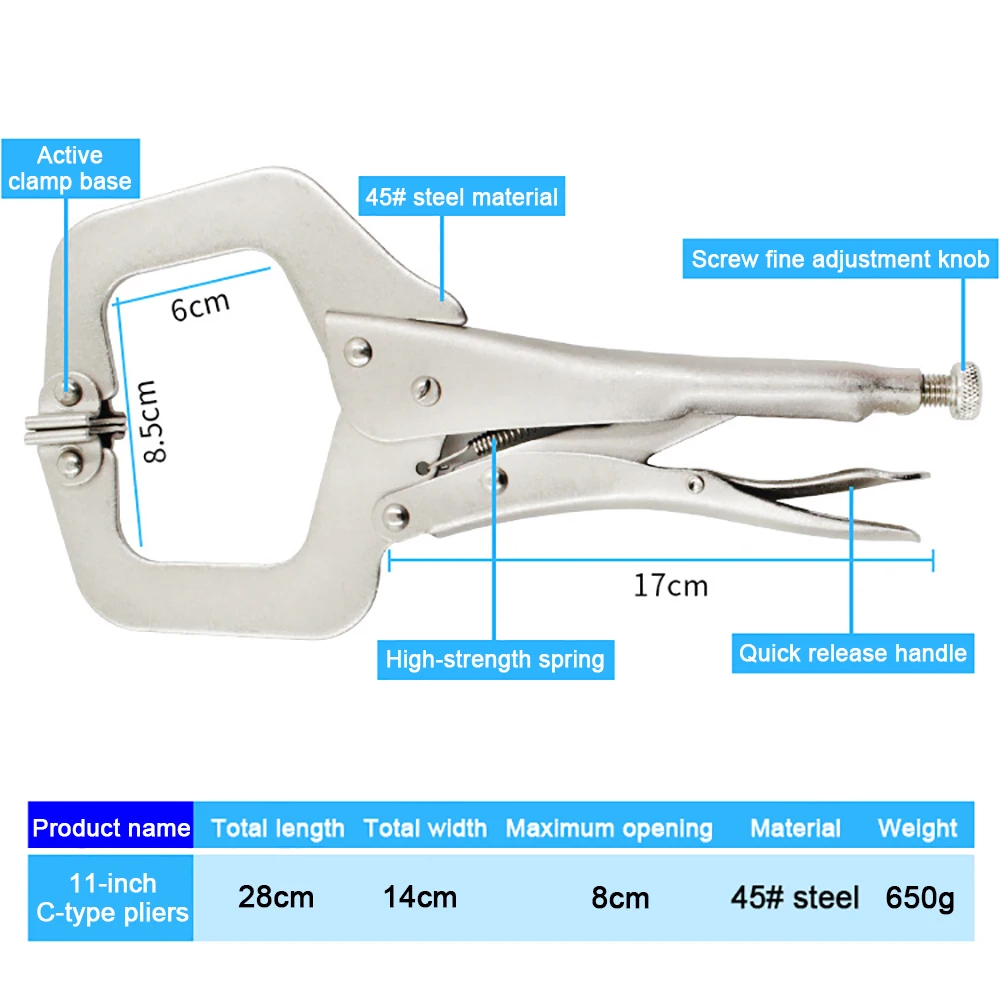 11 Inch Steel C Clamp Vise Grip Locking Welding Pliers Wood Tenon Locator Tool Tools Herramientas De Mano Ferramentas Man
11 Inch Steel C Clamp Vise Grip Locking Welding Pliers Wood Tenon Locator Tool Tools Herramientas De Mano Ferramentas Man