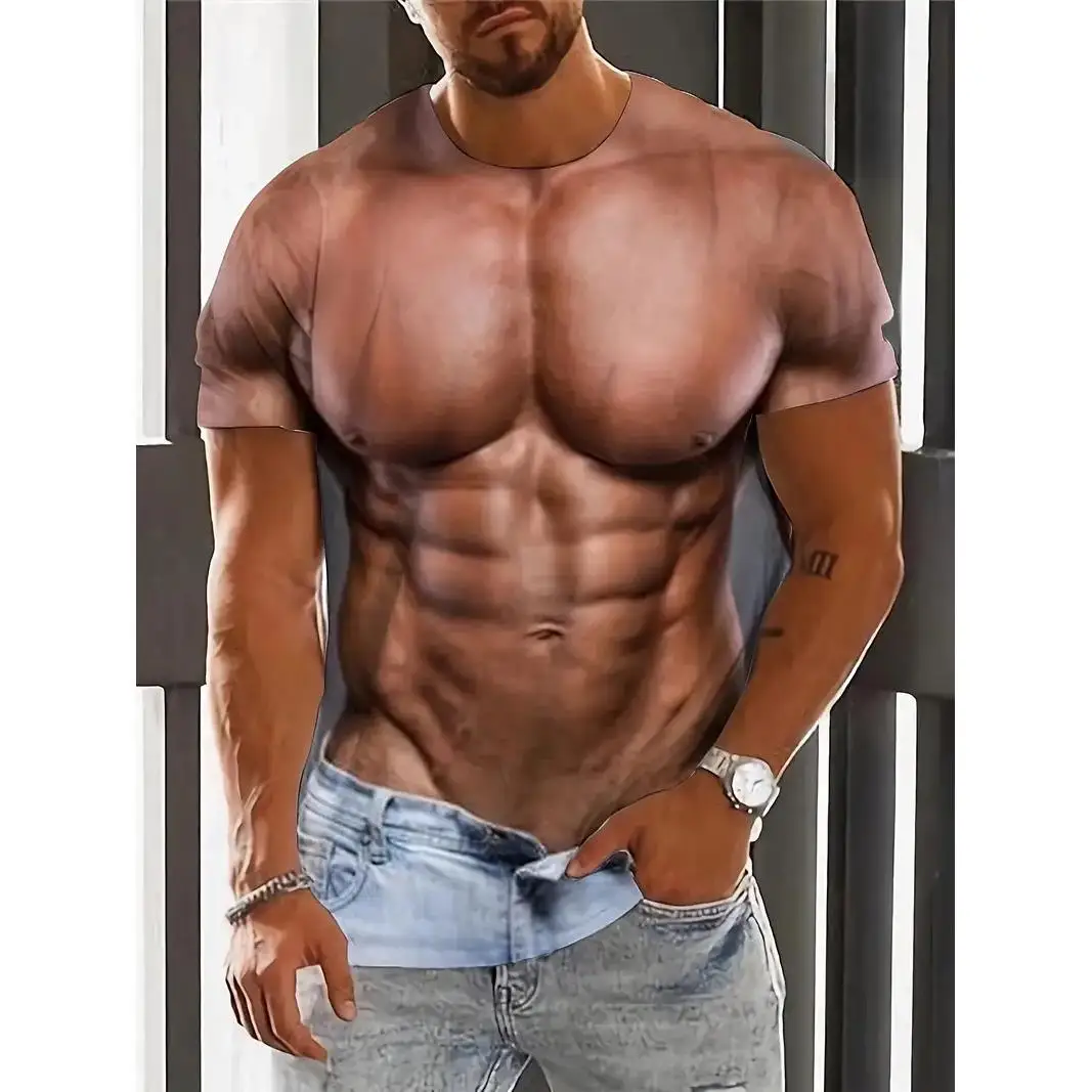 3D Digital Muscular Male Body Pattern Crew Neck And Short Sleeve T-shirt Novel And Stylish Summer Tops For Outdoors Casual Tops
3D Digital Muscular Male Body Pattern Crew Neck And Short Sleeve T-shirt Novel And Stylish Summer Tops For Outdoors Casual Tops