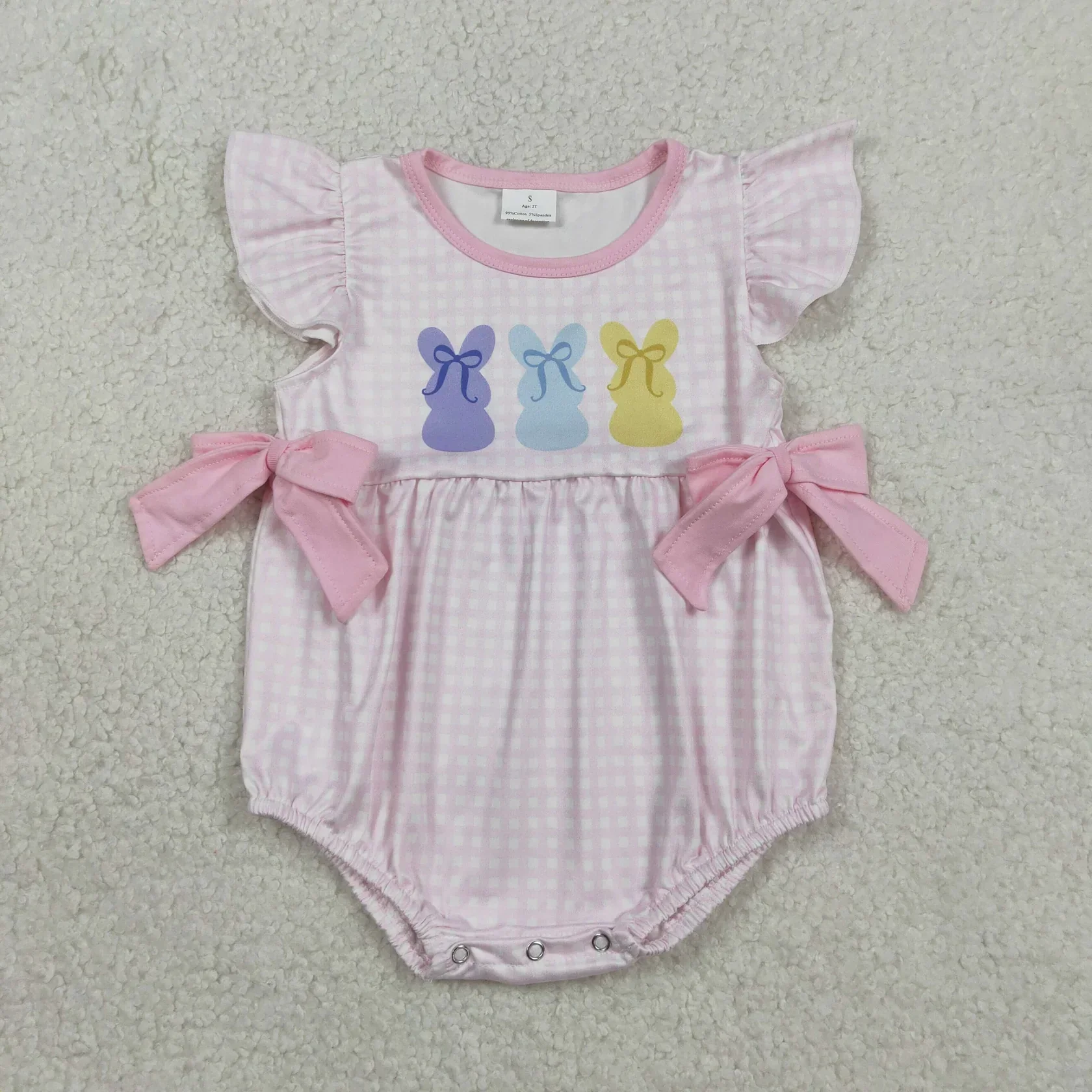 Wholesale Kids Toddler Short Sleeves Rabbits Bows Infant Children Pink Plaid Bubble Romper Newborn Baby Girl Easter Clothes
Wholesale Kids Toddler Short Sleeves Rabbits Bows Infant Children Pink Plaid Bubble Romper Newborn Baby Girl Easter Clothes