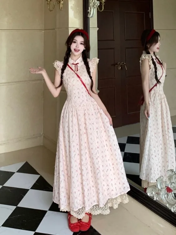 plus Size Lace Splice A-Line Long Dress New Chinese Style Heavy Embroidery Slimming Waist High Waist Summer New Arrival
plus Size Lace Splice A-Line Long Dress New Chinese Style Heavy Embroidery Slimming Waist High Waist Summer New Arrival