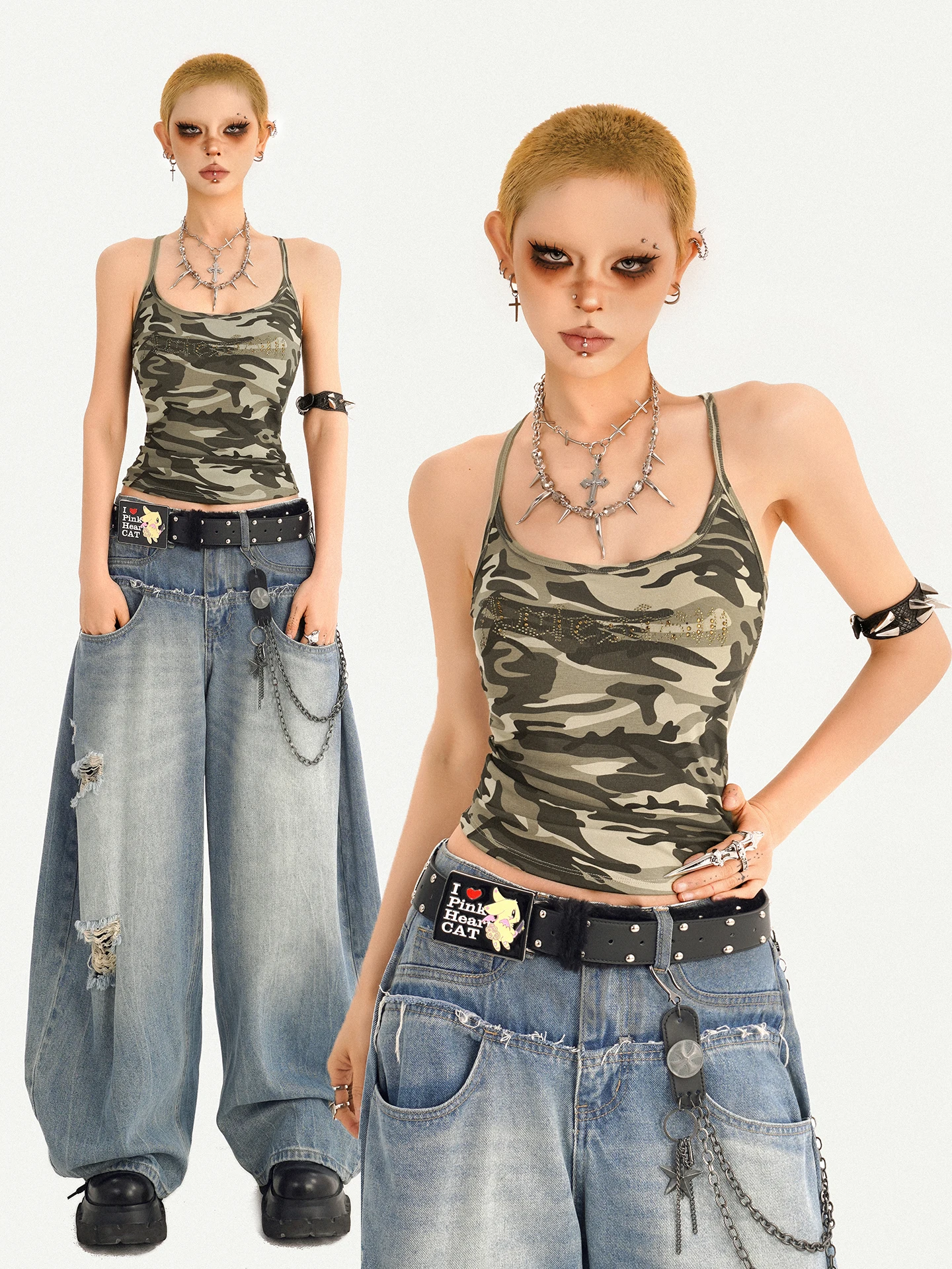 Slim Fit Camouflage Tank Top Women's Street Style Outerwear Summer Short Sleeve Strap Vest NICO MOLLY Milk Cool Mysterious
Slim Fit Camouflage Tank Top Women's Street Style Outerwear Summer Short Sleeve Strap Vest NICO MOLLY Milk Cool Mysterious