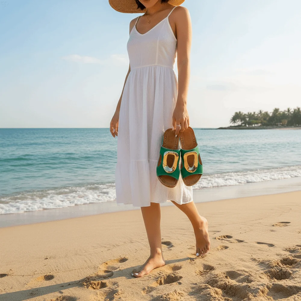 Ventilate Slip On Flip Flops Thick-soled Round Head Beach Slippers Hollow Out Metal Buckle Slide Sandals Beach
Ventilate Slip On Flip Flops Thick-soled Round Head Beach Slippers Hollow Out Metal Buckle Slide Sandals Beach