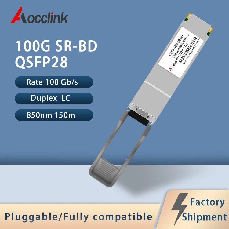 QSFP28 100G SR-BD 850 нм 100 м дуплексный LC MMF многомодовый оптический модуль приемопередатчика для коммутатора Ethernet Cisco juniper
QSFP28 100G SR-BD 850 нм 100 м дуплексный LC MMF многомодовый оптический модуль приемопередатчика для коммутатора Ethernet Cisco juniper