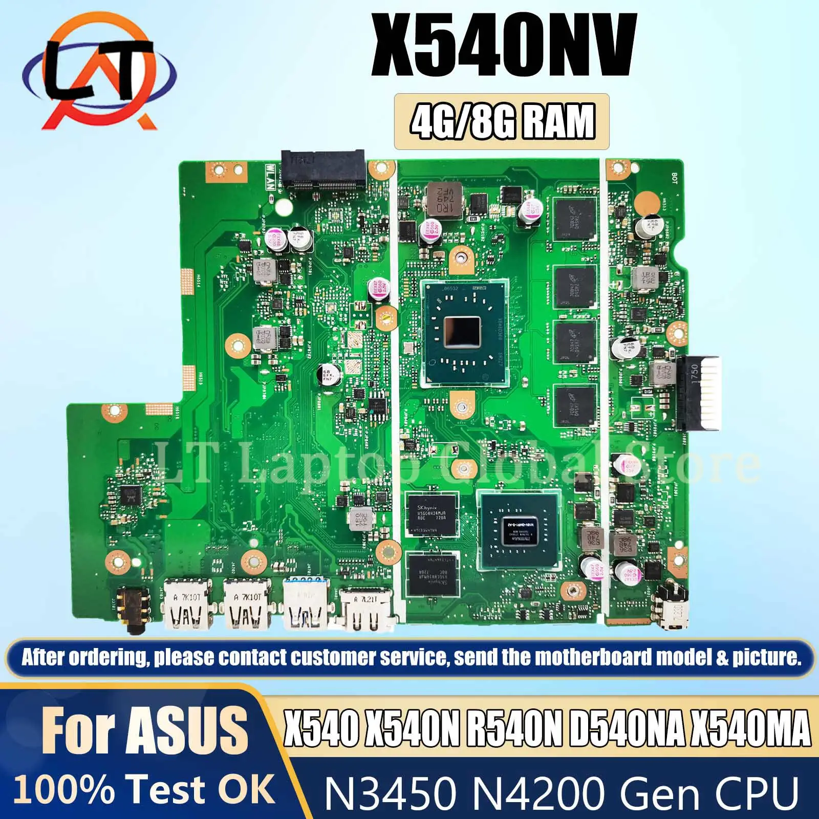 Материнская плата для ноутбука X540NV F540NV A540NV R540NV с процессором N3450 N4200 4 ГБ/8GB-RAM
Материнская плата для ноутбука X540NV F540NV A540NV R540NV с процессором N3450 N4200 4 ГБ/8GB-RAM