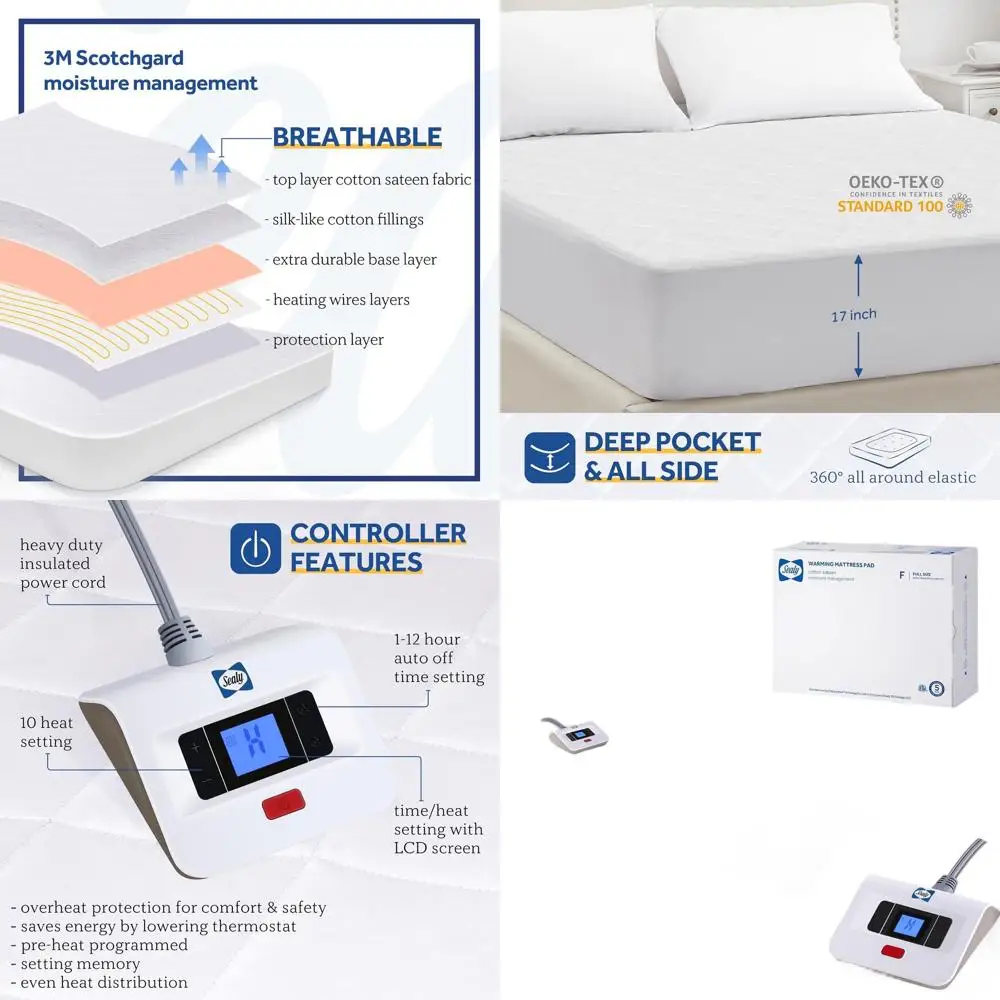 Quilted Cotton Electric Mattress Warmer with 10 Heat Settings, Auto Shut Off, Elastic Pocket for Full Size
Quilted Cotton Electric Mattress Warmer with 10 Heat Settings, Auto Shut Off, Elastic Pocket for Full Size