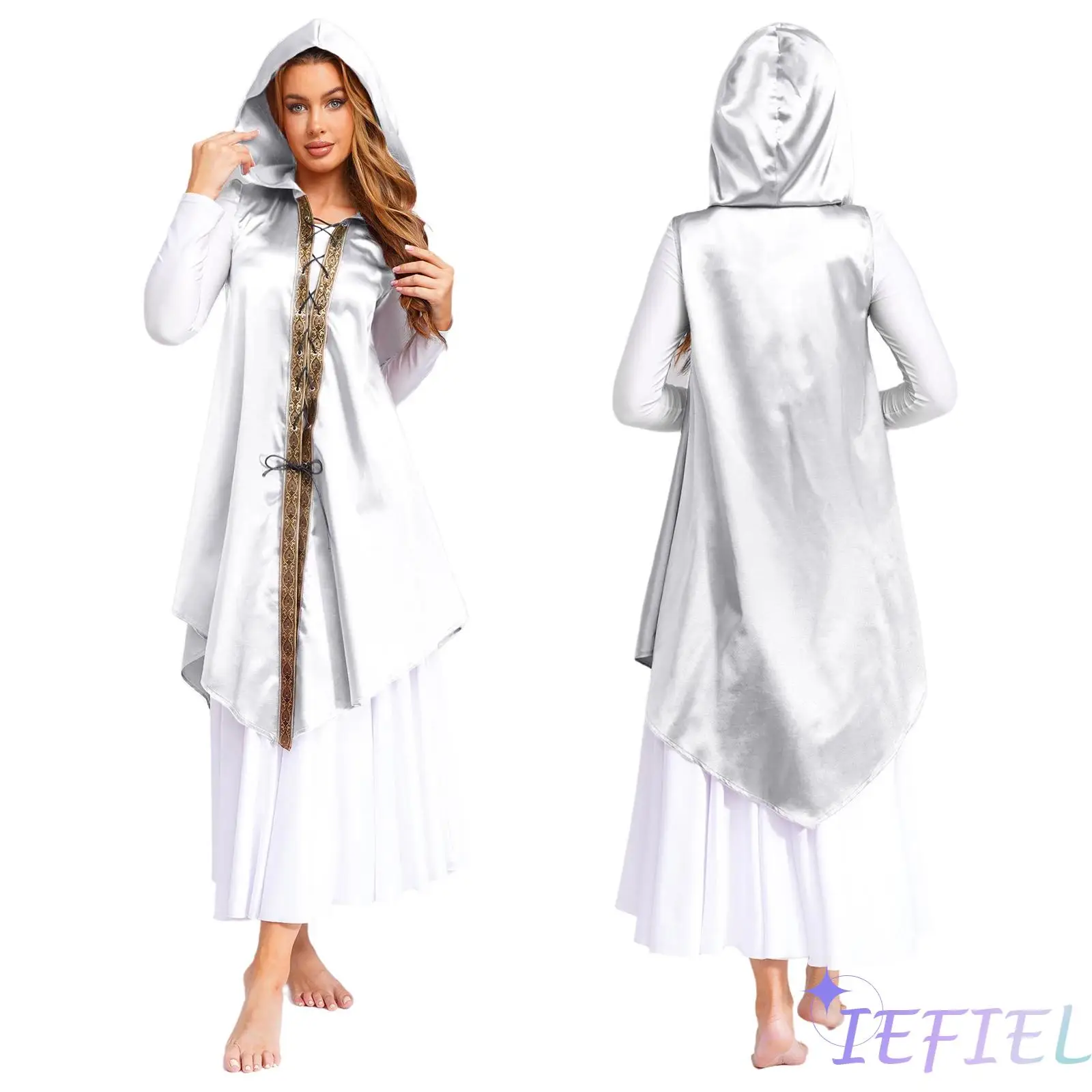 Halloween Gothic Punk Robe Unisex Medieval Cosplay Roleplay Hooded Cloak Sleeveless Front Lace-up Retro Trim IrregularSatin Cape
Halloween Gothic Punk Robe Unisex Medieval Cosplay Roleplay Hooded Cloak Sleeveless Front Lace-up Retro Trim IrregularSatin Cape