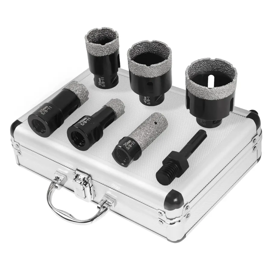 7-Piece Diamond Hole Saw Kit Diamond Core Drill Bits Set Tile Hole Saw Kit Vacuum Brazed Core Drill Bits for Glass Marble Stone
7-Piece Diamond Hole Saw Kit Diamond Core Drill Bits Set Tile Hole Saw Kit Vacuum Brazed Core Drill Bits for Glass Marble Stone