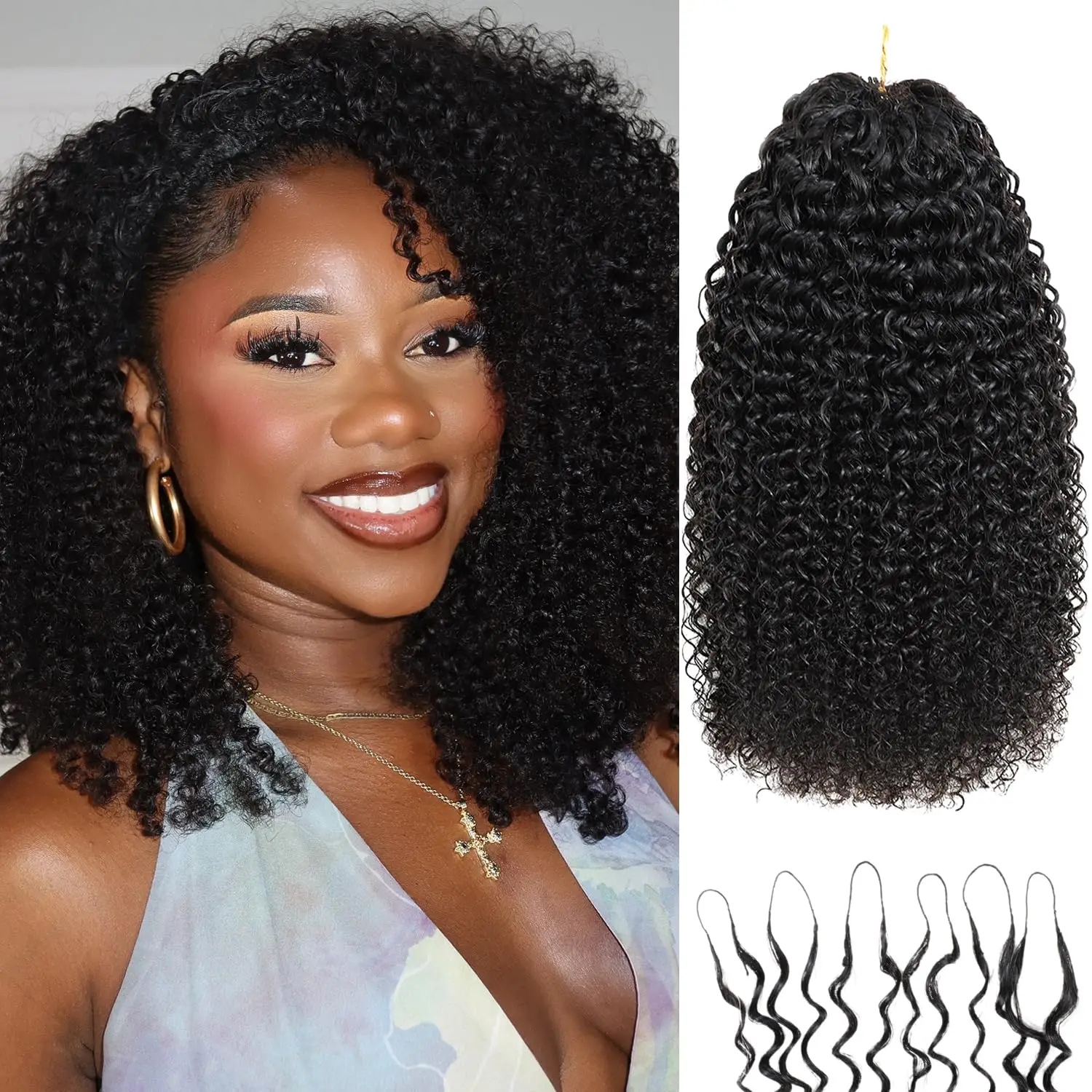 240g Kinky Curly Knots Crochet Human Hair Invisible Pre-Separated Feather Crochet Human Hair Extensions For Women Natural Black
240g Kinky Curly Knots Crochet Human Hair Invisible Pre-Separated Feather Crochet Human Hair Extensions For Women Natural Black