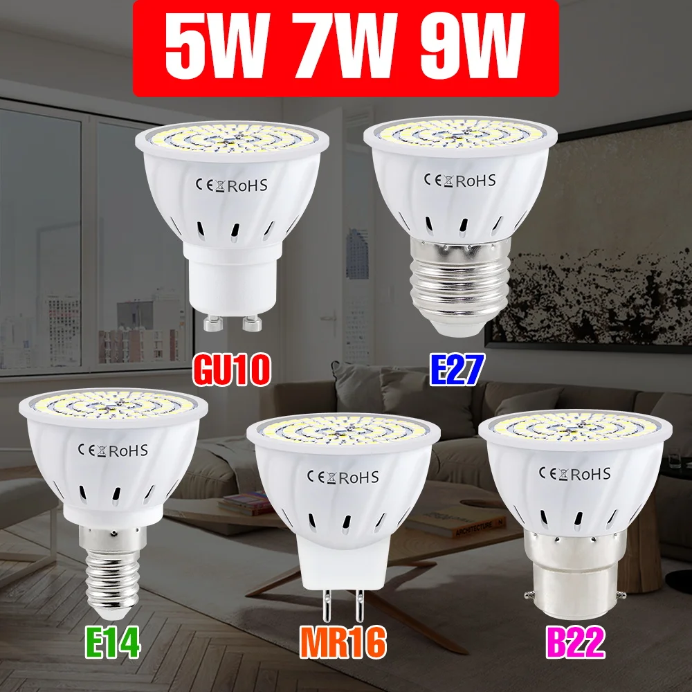9W AC220V LED E27 Light Bulb GU10 Spotlight E14 Ceiling Lamp MR16 LED Chandelier Bulbs B22 For Home Reception Room Lighting 5W7W
9W AC220V LED E27 Light Bulb GU10 Spotlight E14 Ceiling Lamp MR16 LED Chandelier Bulbs B22 For Home Reception Room Lighting 5W7W