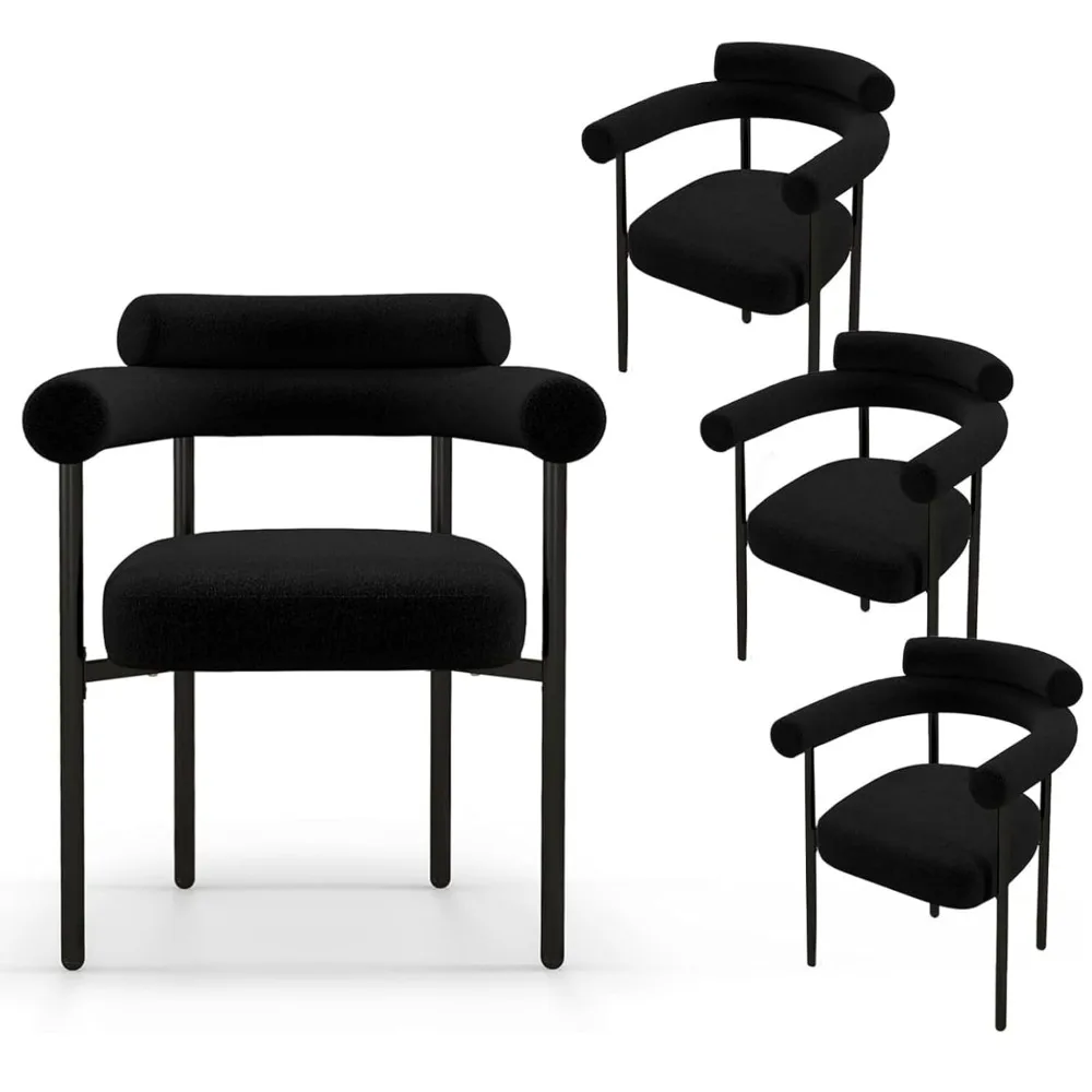 Black Dining Chairs Set of 4 with Arms, Kitchen Chair Boucle Dinner Chairs Mid Century Modern Upholstered Sherpa Chairs
Black Dining Chairs Set of 4 with Arms, Kitchen Chair Boucle Dinner Chairs Mid Century Modern Upholstered Sherpa Chairs