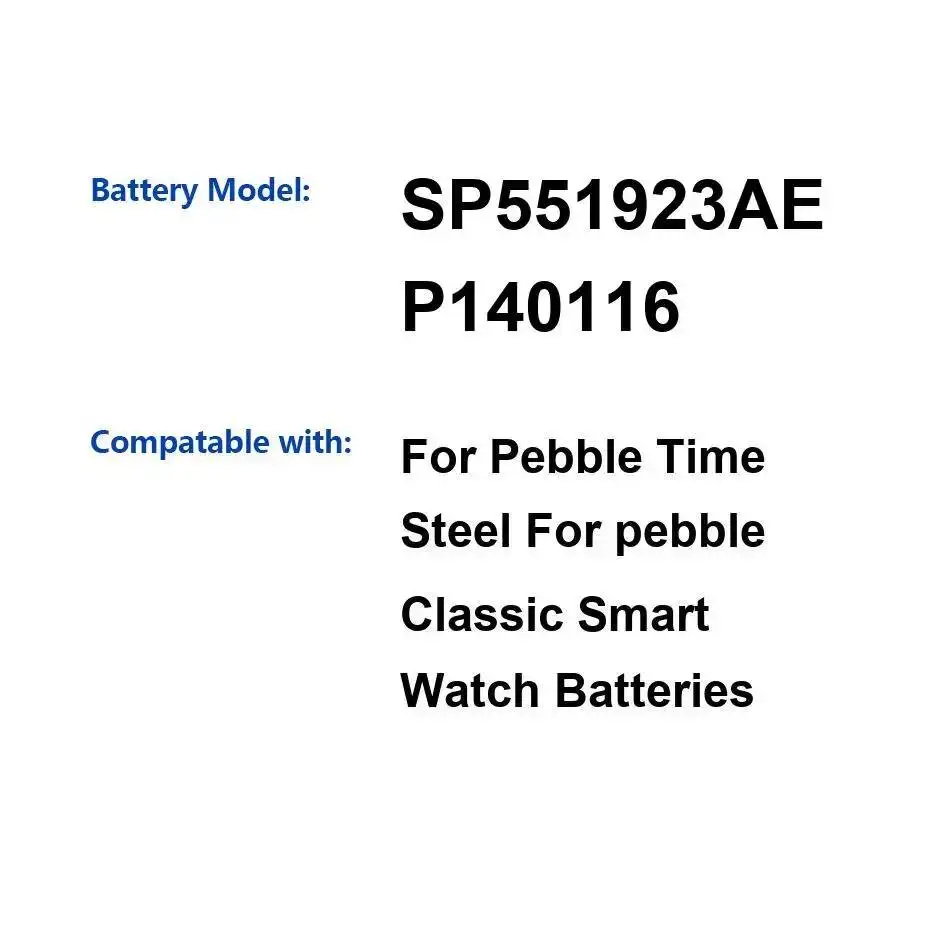 Safe SP551923AE P140116 For Pebble Time Steel Classic Watch 250mAh Long-Lasting Performance for Smart Watch Battery
Safe SP551923AE P140116 For Pebble Time Steel Classic Watch 250mAh Long-Lasting Performance for Smart Watch Battery