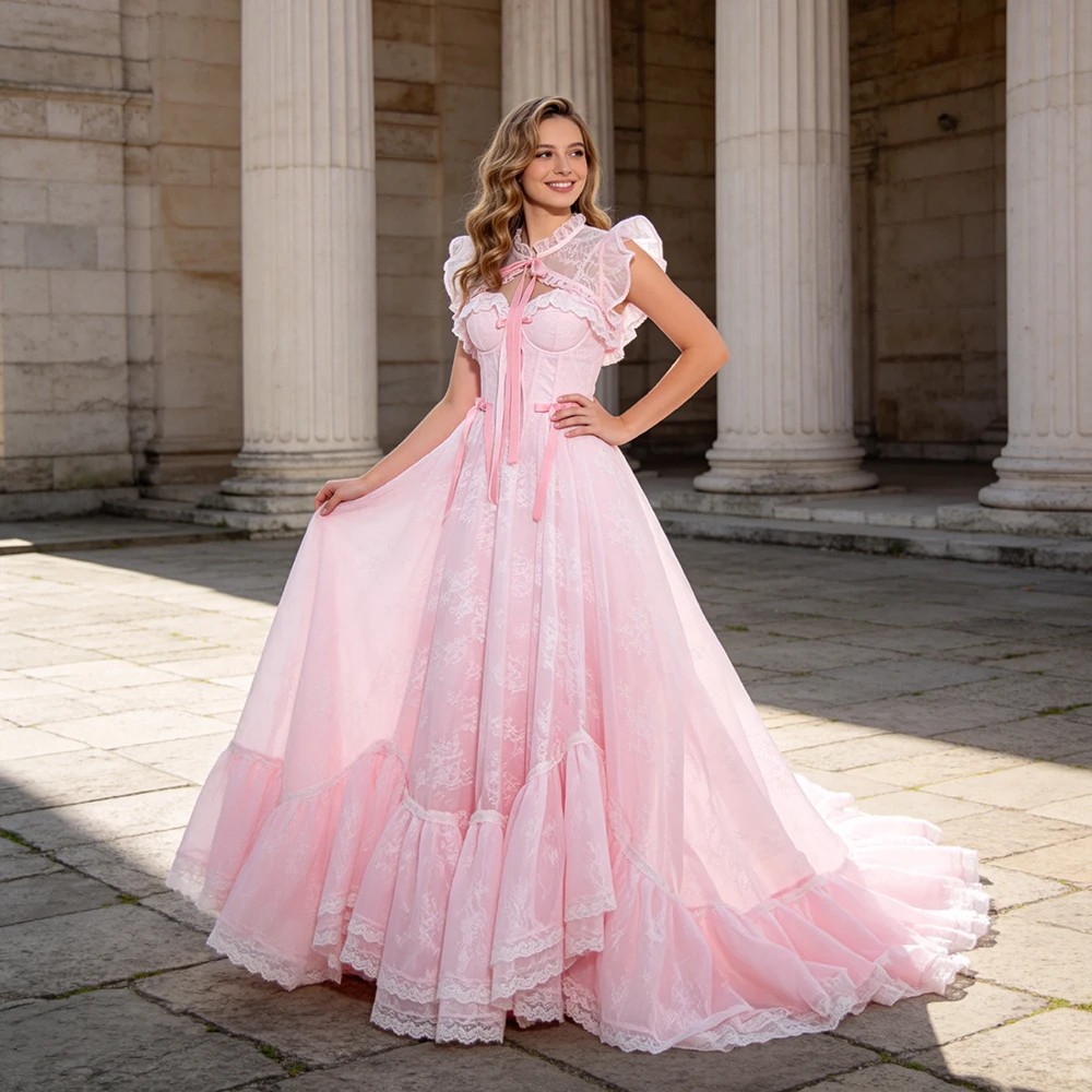 Elegant Formal Dresses Pink Lace Princess Ball Gown Off Shoulder Long Train Fairytale Prom Party Dress for Wedding YW260240
Elegant Formal Dresses Pink Lace Princess Ball Gown Off Shoulder Long Train Fairytale Prom Party Dress for Wedding YW260240