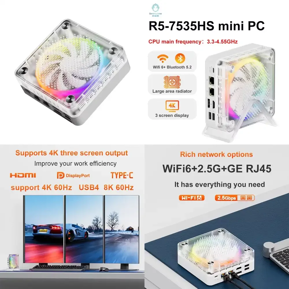 Gold seller Ryzen 7 7535HS MINI PC for Windows 11 Pro 8 Core DDR5 RAM 256GB 512GB SSD WiFi 6 Bluetooth 5.2 Gaming
Gold seller Ryzen 7 7535HS MINI PC for Windows 11 Pro 8 Core DDR5 RAM 256GB 512GB SSD WiFi 6 Bluetooth 5.2 Gaming
