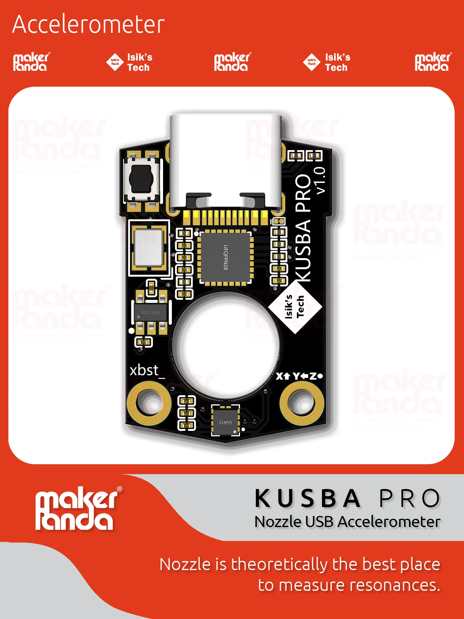 TUSB-акселерометр KUSBA PRO с креплением на сопло LIS2DW, разработанный Isik's Tech, продажа от Makerpanda
TUSB-акселерометр KUSBA PRO с креплением на сопло LIS2DW, разработанный Isik's Tech, продажа от Makerpanda