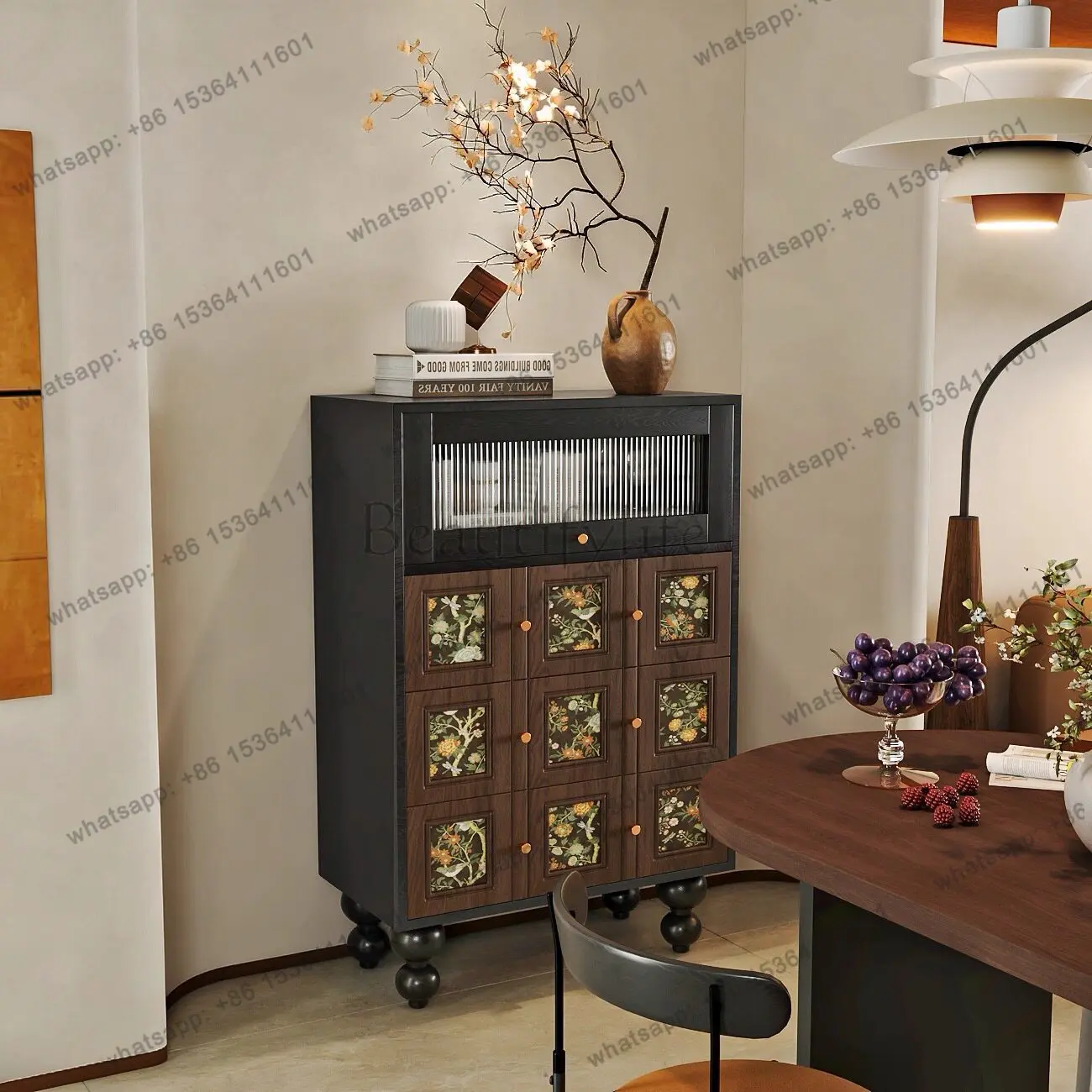 French retro solid wood glass display cabinet black fragrant cloud yarn painted bookcase decoration
French retro solid wood glass display cabinet black fragrant cloud yarn painted bookcase decoration