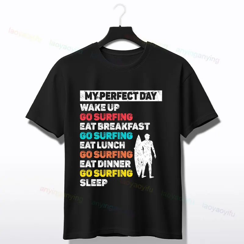 Men's Funny Surf Lover T-Shirt - "My Perfect Day" Graphic Tee Cotton Short-sleev Casual Everyday Tshirt Perfect Gift for Surfers
Men's Funny Surf Lover T-Shirt - "My Perfect Day" Graphic Tee Cotton Short-sleev Casual Everyday Tshirt Perfect Gift for Surfers