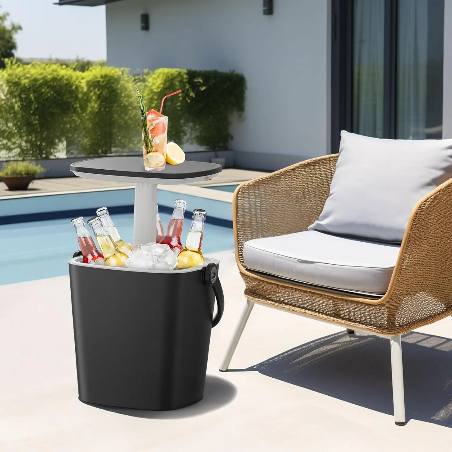 Outdoor Cooler Side Table with Lift Top, Portable Ice Bucket for Beer and Wine, Pop Up Patio Bar Table with Handle
Outdoor Cooler Side Table with Lift Top, Portable Ice Bucket for Beer and Wine, Pop Up Patio Bar Table with Handle
