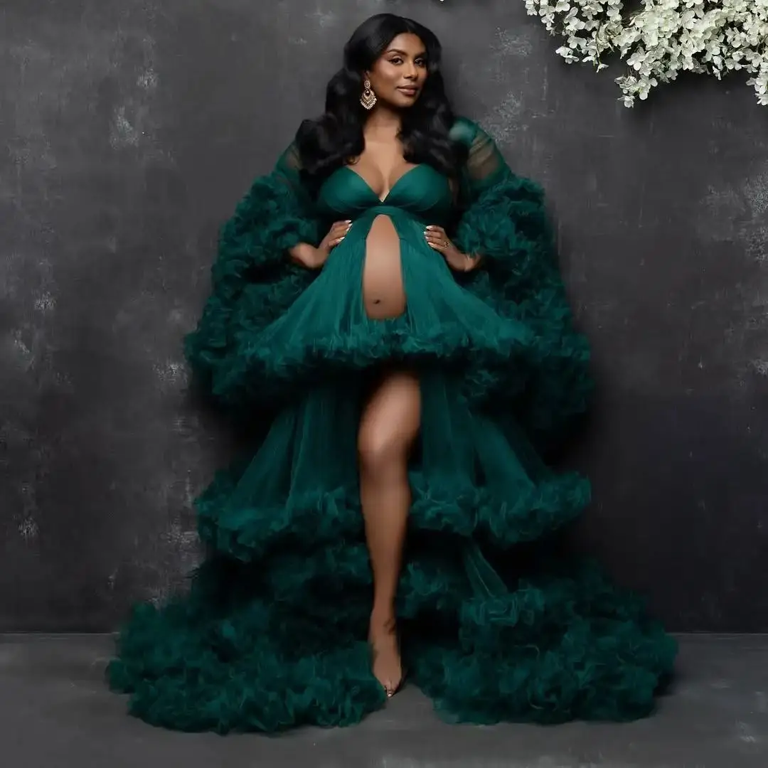 Dark Green Pregnant Women Maternity Robes Off Shoulder Puffy Skirt Baby Shower Gowns Puffy Tiered Ruffles Photography Dresses
Dark Green Pregnant Women Maternity Robes Off Shoulder Puffy Skirt Baby Shower Gowns Puffy Tiered Ruffles Photography Dresses