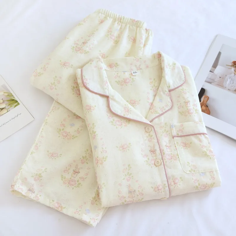 2026 Spring/Summer New Women's Pajama Set 100% Cotton Gauze Long Sleeve Long Pants Home Clothes Two Piece Set Sleepwear
2026 Spring/Summer New Women's Pajama Set 100% Cotton Gauze Long Sleeve Long Pants Home Clothes Two Piece Set Sleepwear