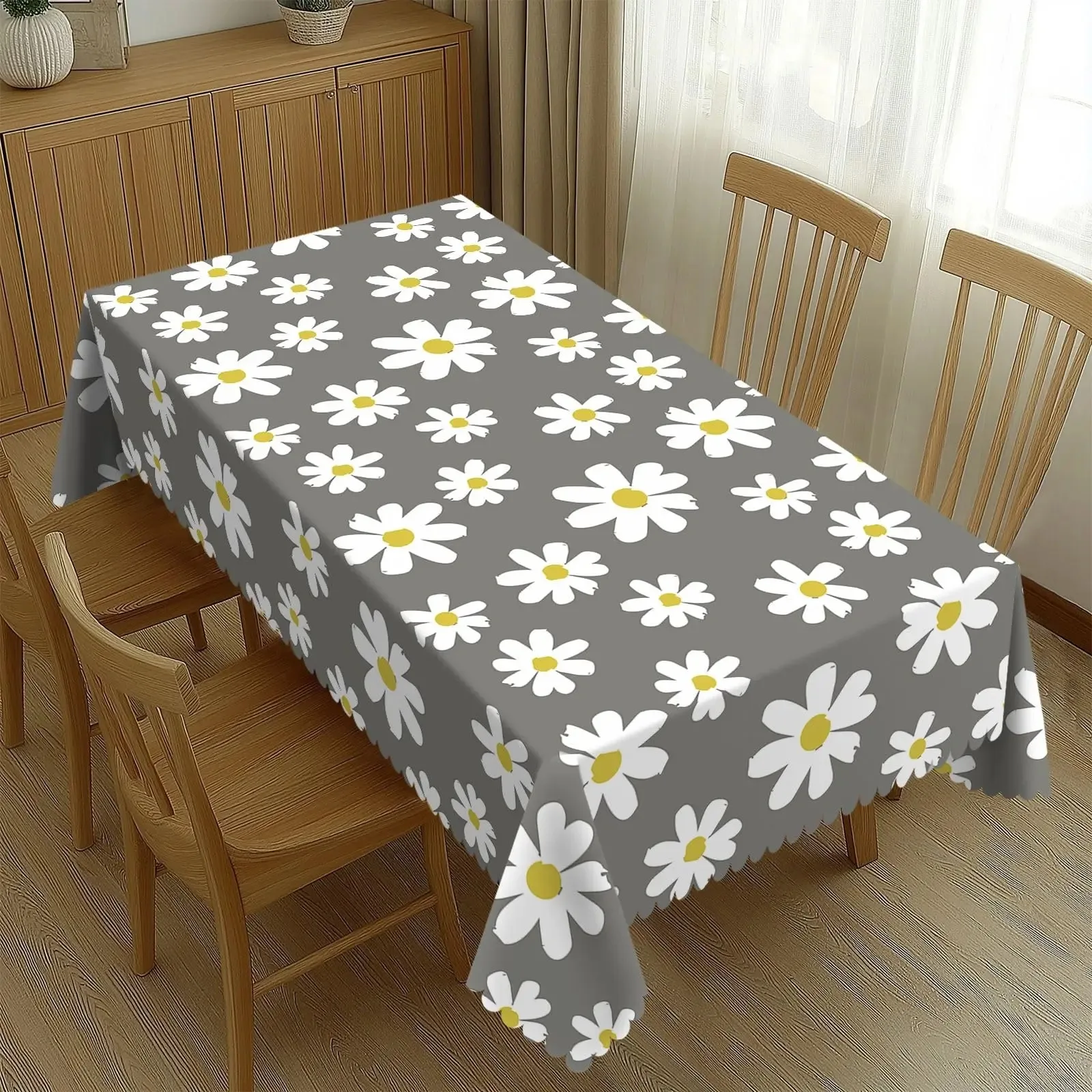 Grey Daisy Tablecloth Waterproof Polyester 2D Flat Printed Floral Table Cover For Dining Room Kitchen Home Decor Party
Grey Daisy Tablecloth Waterproof Polyester 2D Flat Printed Floral Table Cover For Dining Room Kitchen Home Decor Party
