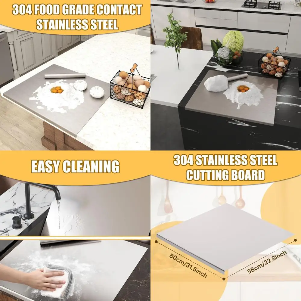 Large Stainless Steel Chopping Board with Lip - Perfect for Cooking, Pastry, Kneading, Baking, 31.5x22.8 Inches
Large Stainless Steel Chopping Board with Lip - Perfect for Cooking, Pastry, Kneading, Baking, 31.5x22.8 Inches