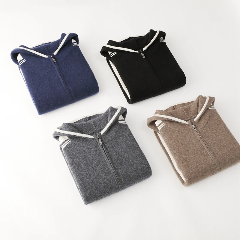 Мужской свитер из 100% шерсти, толстовка с капюшоном на молнии, кардиган, осень-зима, толстый трикотаж с длинными рукавами из чистой шерсти, пальто, элегантная повседневная одежда, топ
Мужской свитер из 100% шерсти, толстовка с капюшоном на молнии, кардиган, осень-зима, толстый трикотаж с длинными рукавами из чистой шерсти, пальто, элегантная повседневная одежда, топ