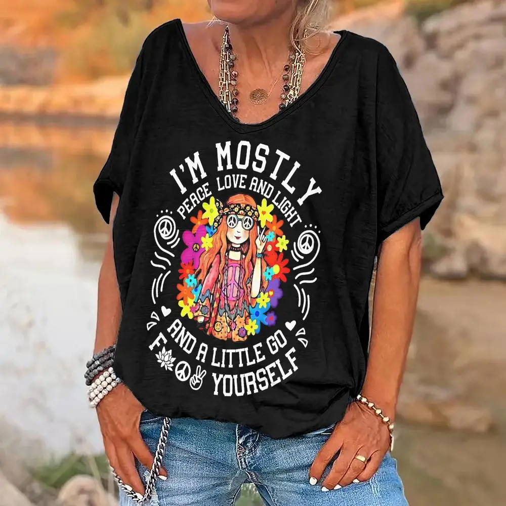 Women's T Shirt Vintage Letter Print Short Sleeve V Neck Tshirt Daily Weekend Basic Girls Female Clothing Oversized Peace Tops
Women's T Shirt Vintage Letter Print Short Sleeve V Neck Tshirt Daily Weekend Basic Girls Female Clothing Oversized Peace Tops