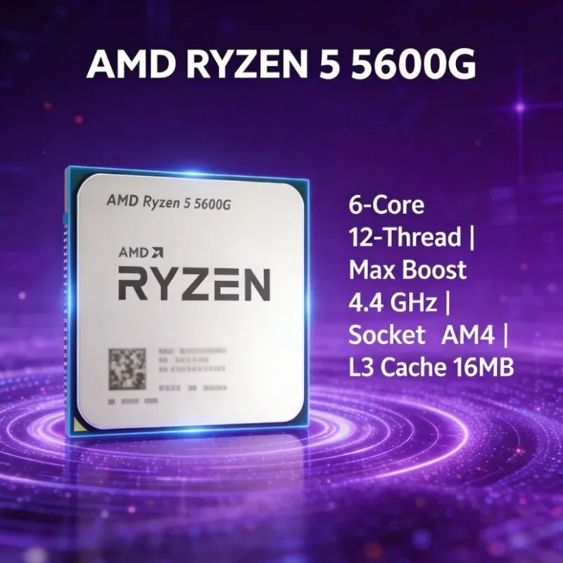 AMD Ryzen 5 5600G R5 5600G with Radeon Graphics 6 Core 12 Thread 3.9GHz 4.4GHz AM4 65W Unlocked Desktop CPU No Cooler
AMD Ryzen 5 5600G R5 5600G with Radeon Graphics 6 Core 12 Thread 3.9GHz 4.4GHz AM4 65W Unlocked Desktop CPU No Cooler