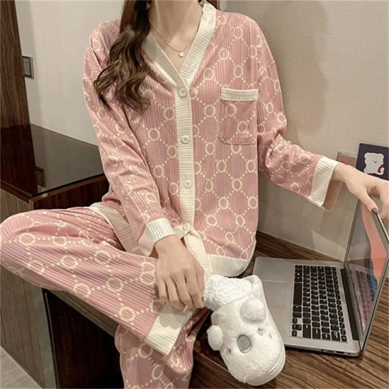 Spring Autumn Women's Pajamas Long Sleeve Cardigan Casual Comfortable Homewear Set Sweet Lovely Girl Jacquard Loungewear
Spring Autumn Women's Pajamas Long Sleeve Cardigan Casual Comfortable Homewear Set Sweet Lovely Girl Jacquard Loungewear