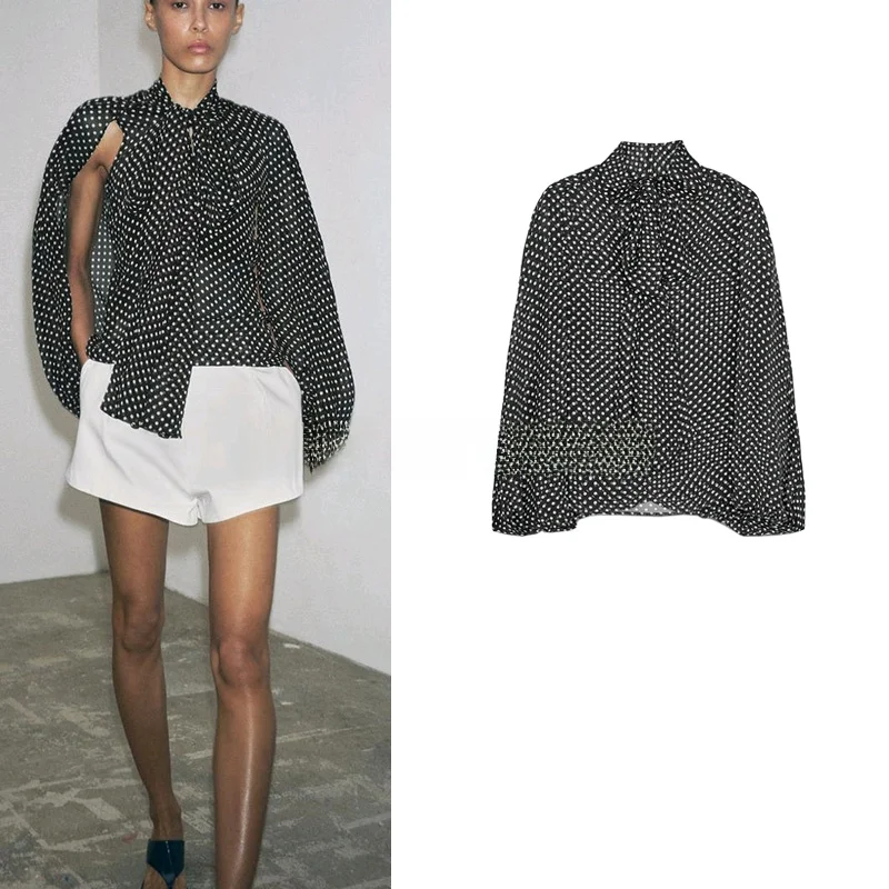 Spring New Arrival Women's irt Ele Small Collar Long Sve Polka Dot Bow Tie Cloak Sle Polyester Fiber Loose Fit
Spring New Arrival Women's irt Ele Small Collar Long Sve Polka Dot Bow Tie Cloak Sle Polyester Fiber Loose Fit