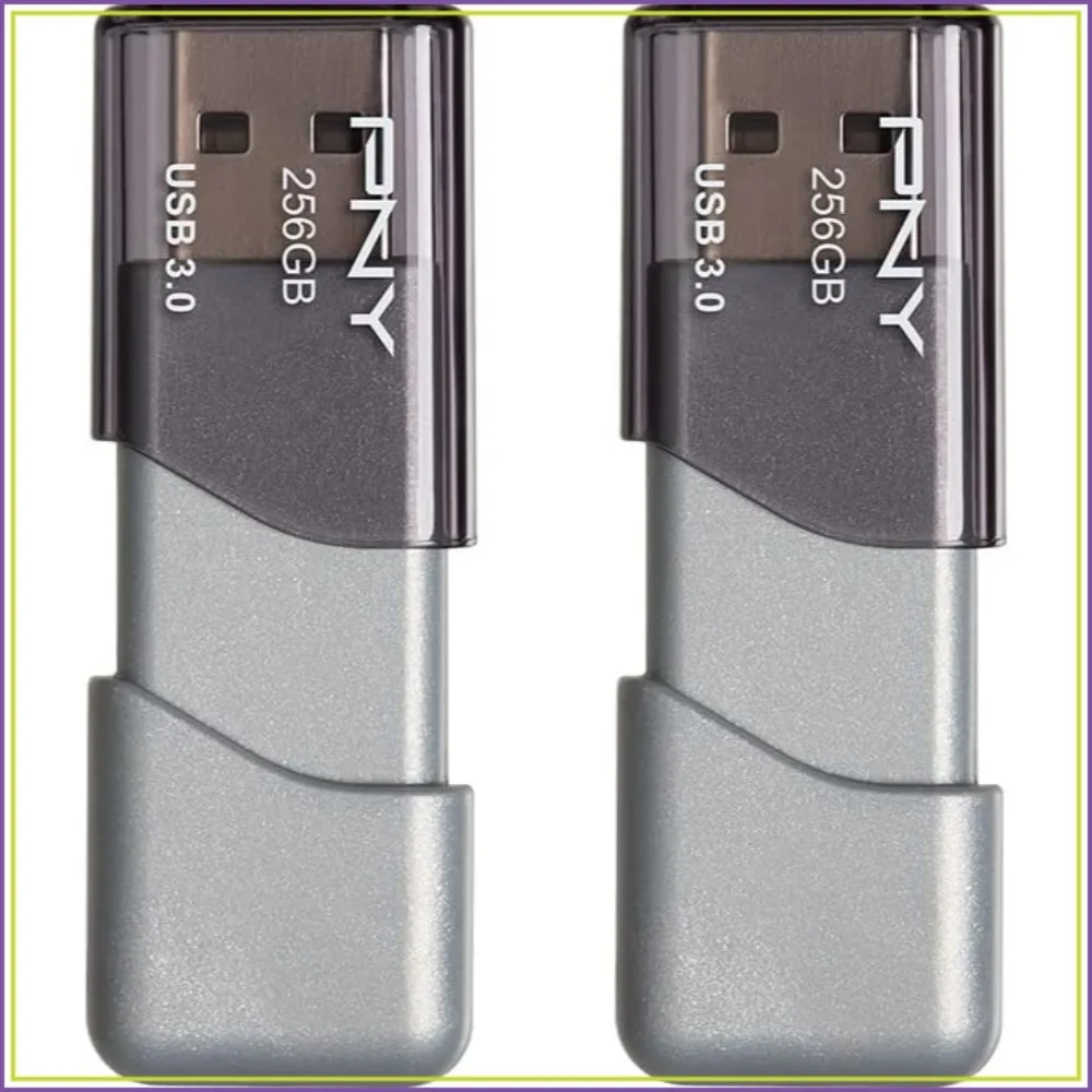 256GB USB 3.0 Flash Drive, 2-Pack, Silver, High-Speed Data Transfer, Sliding Collar Design, Compatible with PC & Mac