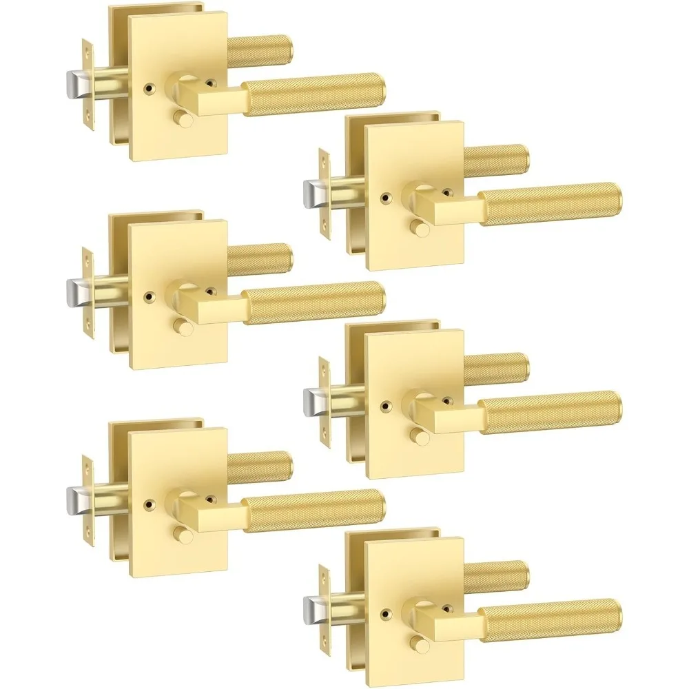 Brushed Gold Privacy Door Handles 6 Pack Interior Bedroom Bathroom Door Lever with Lock for Left Right Handed Doors
Brushed Gold Privacy Door Handles 6 Pack Interior Bedroom Bathroom Door Lever with Lock for Left Right Handed Doors