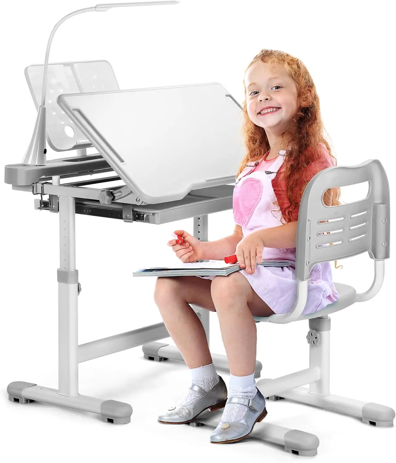 Kids Desk and Chair Set Height Adjustable Children School Functional Study Desk with 55 Tiltable Desktop 3 Modes Brightness
Kids Desk and Chair Set Height Adjustable Children School Functional Study Desk with 55 Tiltable Desktop 3 Modes Brightness