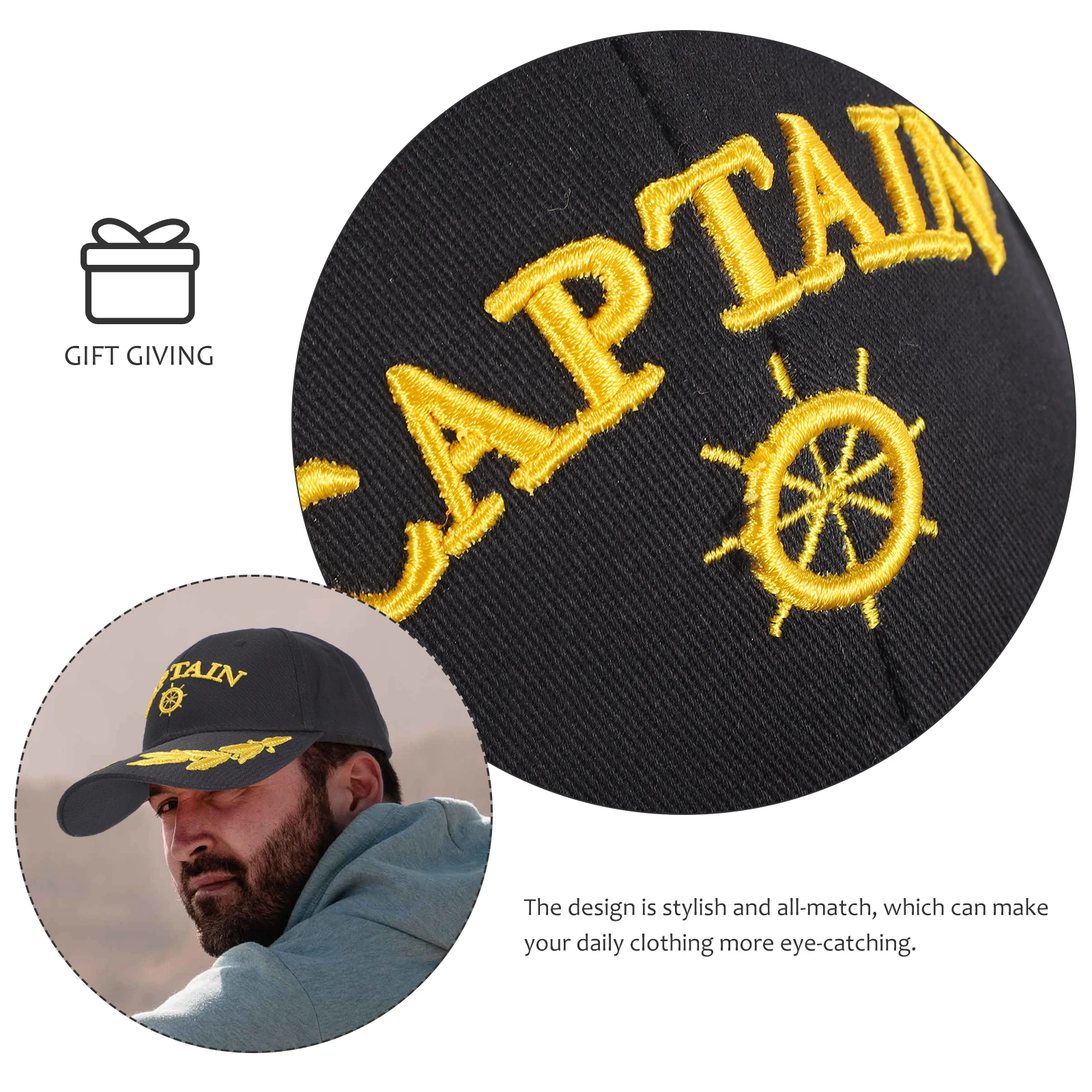Sunhat Baseball Cap for Men Women Adjustable Cotton Captain Hat Black Design Outdoor Vacations Shopping Work
Sunhat Baseball Cap for Men Women Adjustable Cotton Captain Hat Black Design Outdoor Vacations Shopping Work