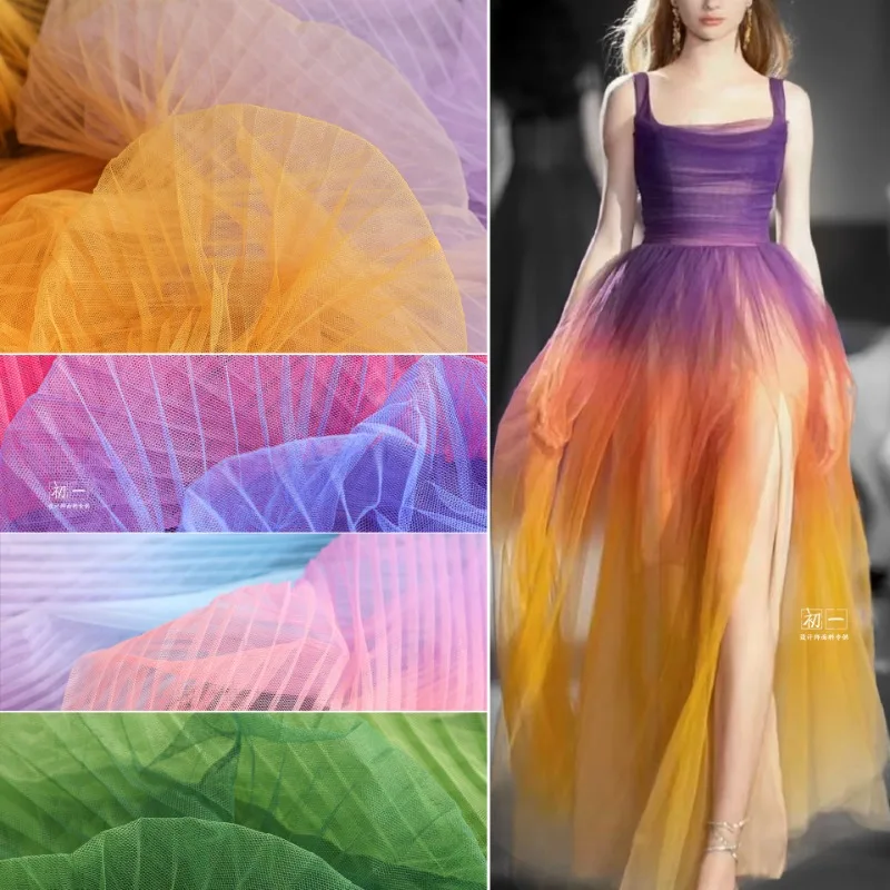 Gradient Organza Hard Mesh with Accordion Pleats and 3D Texture Decoration Fabric for Wedding Dress Making
Gradient Organza Hard Mesh with Accordion Pleats and 3D Texture Decoration Fabric for Wedding Dress Making
