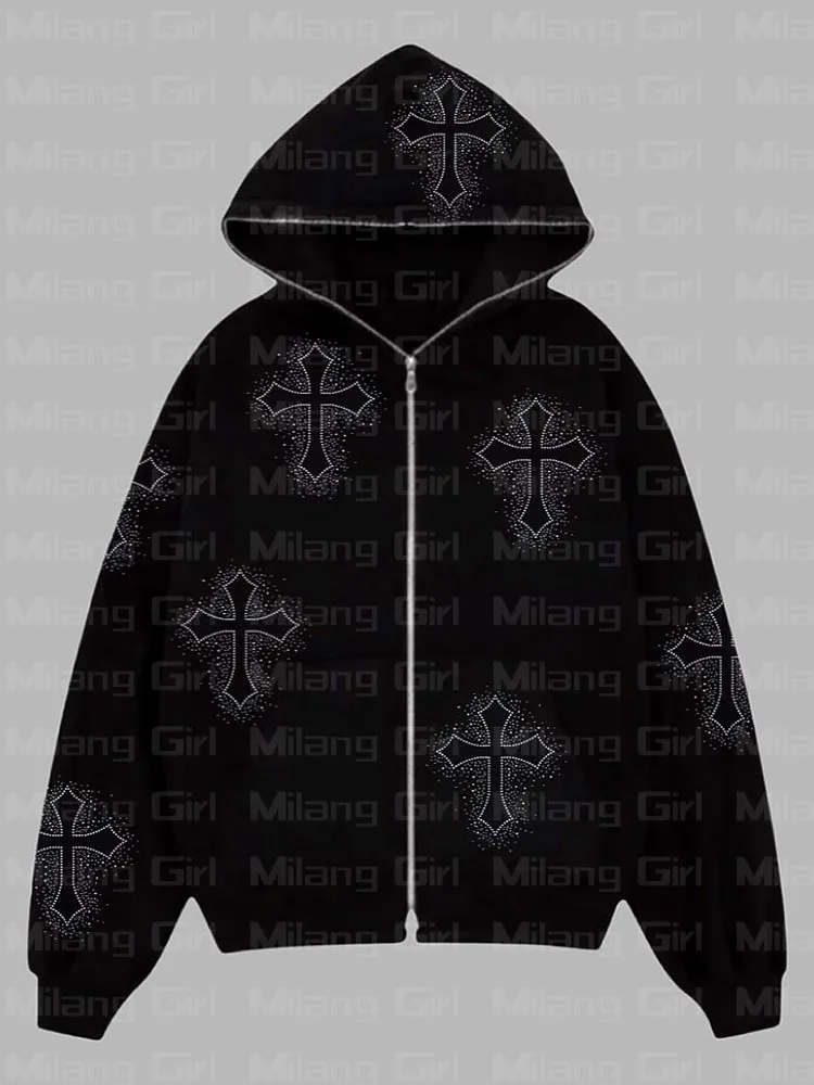 Rhinestone Zip Up Punk Sport Jacket Men Streetwear Hip Hop Sweatshirt Graphics spider Men's Oversized Hoodies Y2K Aesthetic tops
Rhinestone Zip Up Punk Sport Jacket Men Streetwear Hip Hop Sweatshirt Graphics spider Men's Oversized Hoodies Y2K Aesthetic tops