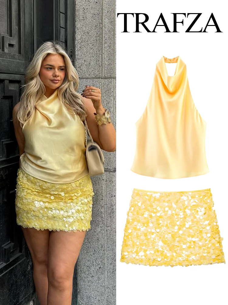 TRAFZA Women Summer New Fashion High Waist Slim Solid Sequin Mini Skirt Female Sexy Hip Side Zipper Punk Party Short Skirt Mujer
TRAFZA Women Summer New Fashion High Waist Slim Solid Sequin Mini Skirt Female Sexy Hip Side Zipper Punk Party Short Skirt Mujer