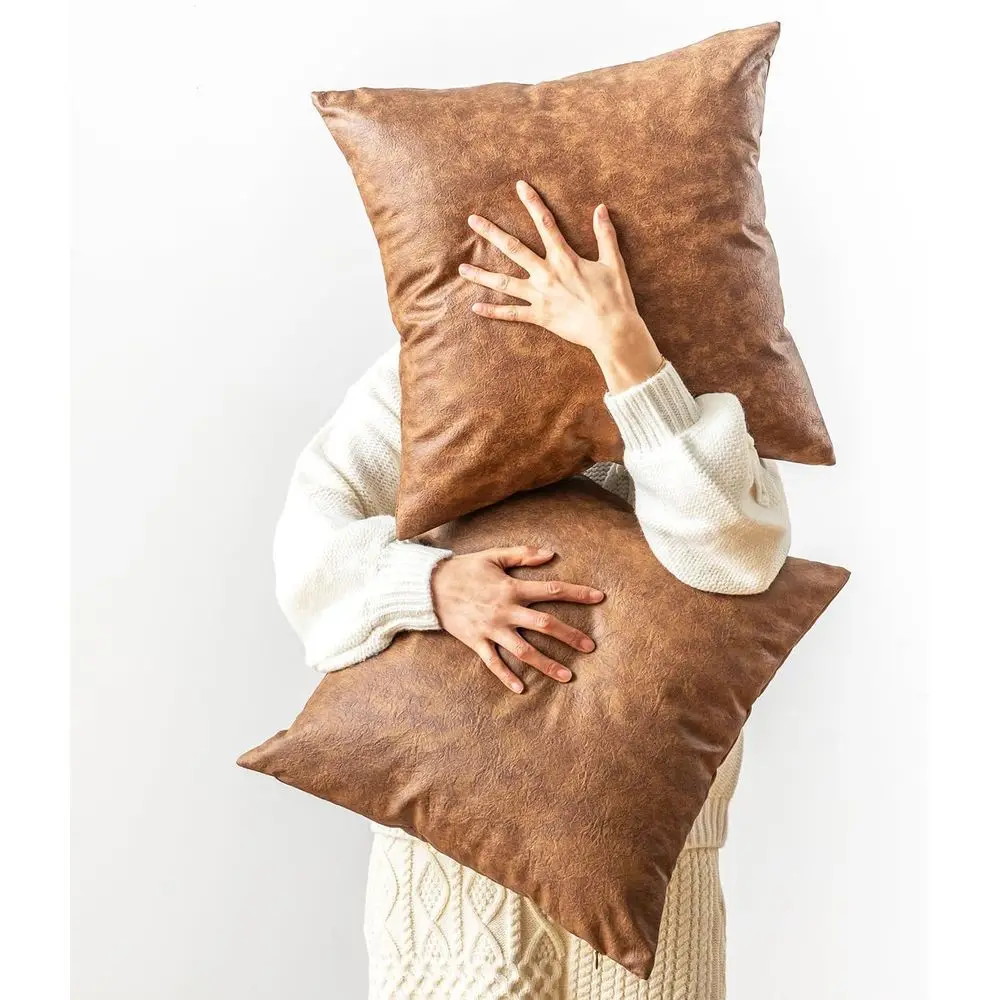 Vintage 28x28 Oversized Leather-Like Throw Pillow Covers, Set of 2, Brown, Durable and Pet Hair Resistant
Vintage 28x28 Oversized Leather-Like Throw Pillow Covers, Set of 2, Brown, Durable and Pet Hair Resistant