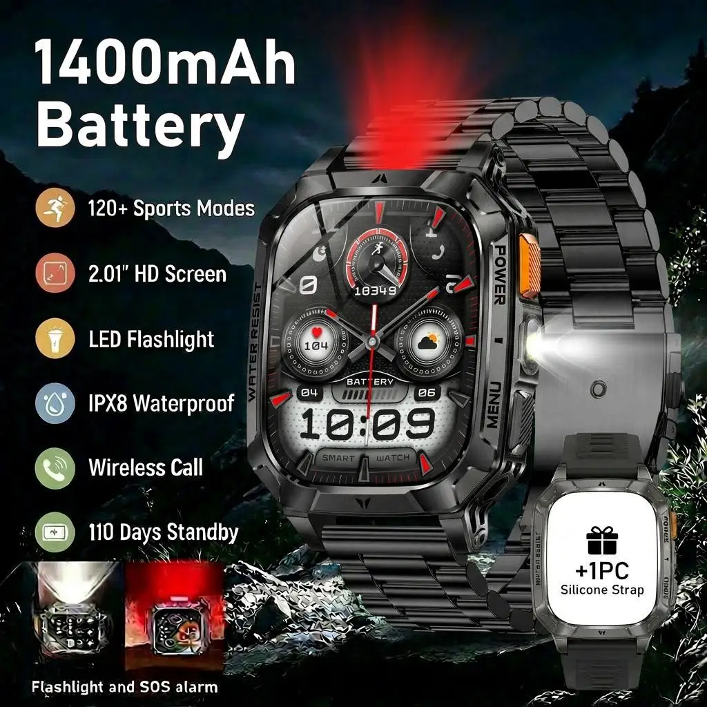 2026 outdoor sports smartwatch, dual LED (white+red SOS),sports tracking,holiday/Christmas gift,IPX8 waterproof,wireless calling
2026 outdoor sports smartwatch, dual LED (white+red SOS),sports tracking,holiday/Christmas gift,IPX8 waterproof,wireless calling