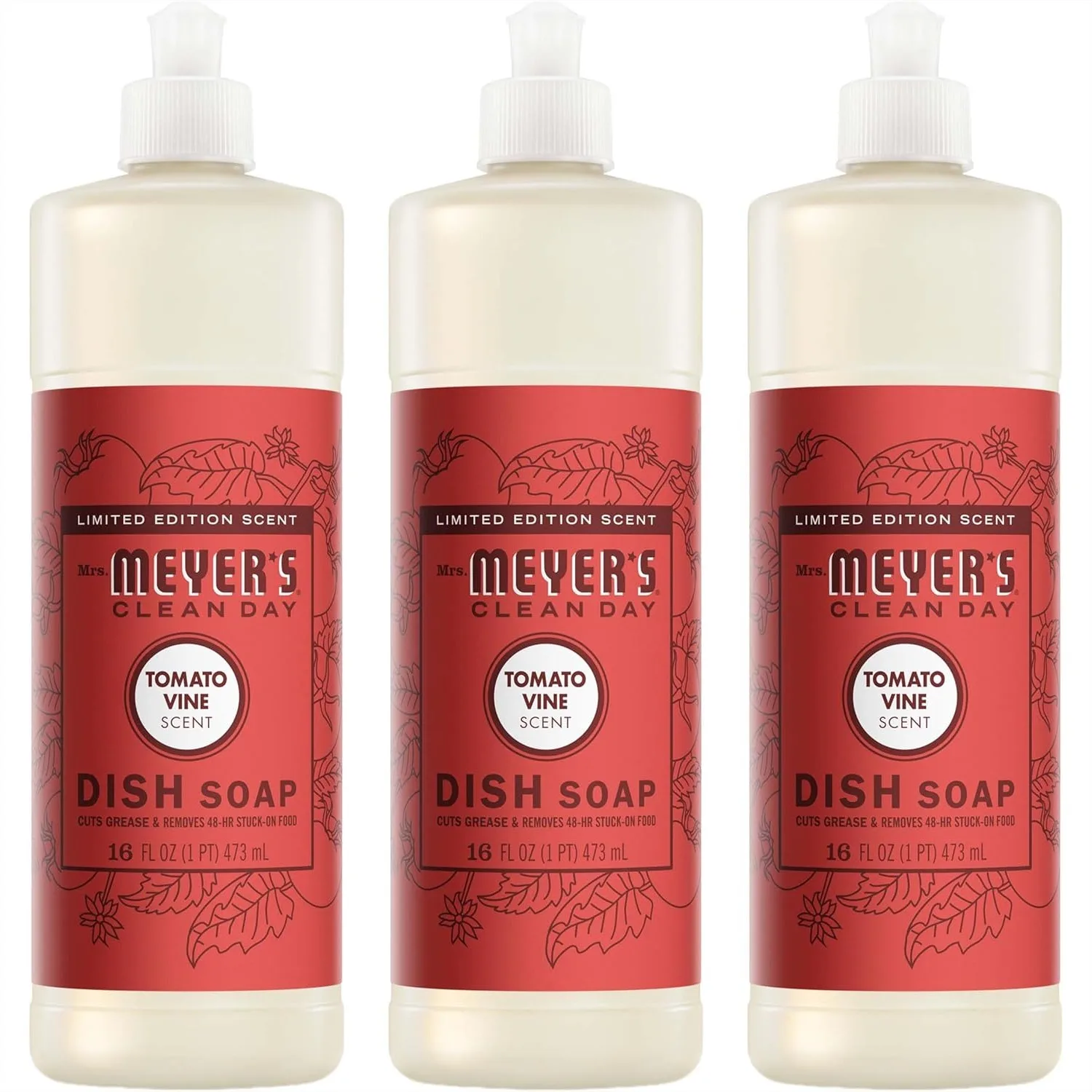 Liquid Dish Soap, Tomato Vine Scent, 16 Fl Oz Bottle - 3 Pack, Removes 48-Hour Stuck-On Food
Liquid Dish Soap, Tomato Vine Scent, 16 Fl Oz Bottle - 3 Pack, Removes 48-Hour Stuck-On Food