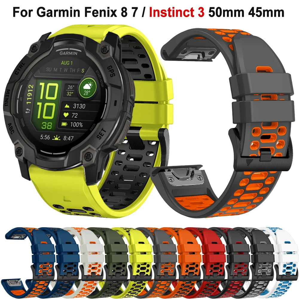 QuickFit 26mm 22mm Breathable Silicone Strap For Garmin Fenix 8 7X 7Pro 6X 6 5 5X Plus/Epix/Instinct 2X 2 3 45mm 50mm Watch Band
QuickFit 26mm 22mm Breathable Silicone Strap For Garmin Fenix 8 7X 7Pro 6X 6 5 5X Plus/Epix/Instinct 2X 2 3 45mm 50mm Watch Band