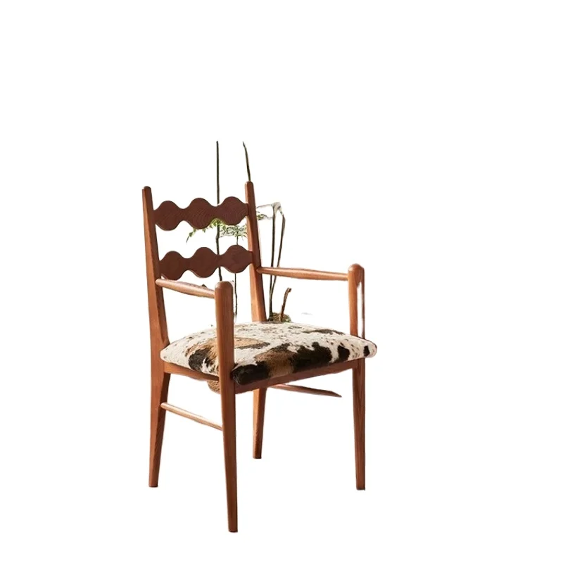 French retro solid wood soft bag dining chair, home medieval designer balcony leisure chair
French retro solid wood soft bag dining chair, home medieval designer balcony leisure chair
