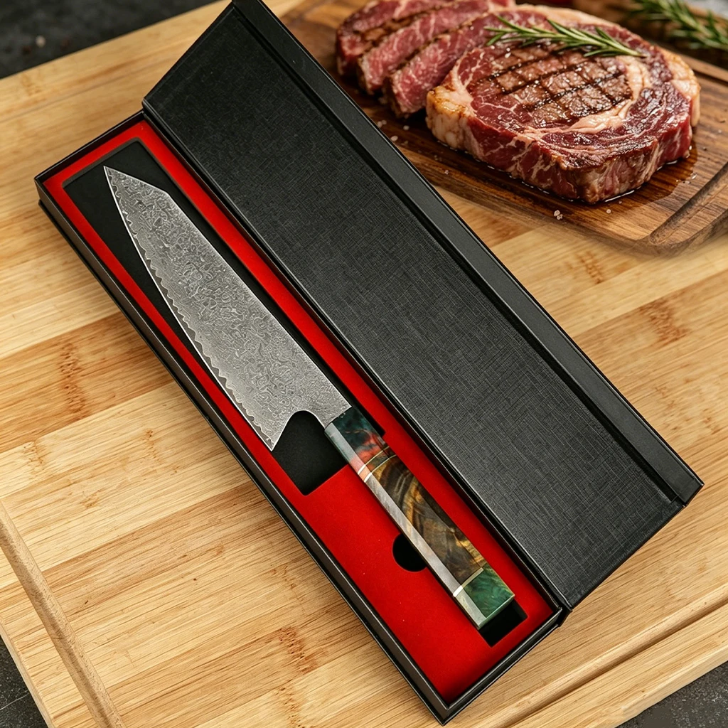 TAMZUO Handmade Damascus Kitchen Chef Knife Sharp Blade for Meat Vegetable Slicing Chopping for Home & Restaurant Use with Box
TAMZUO Handmade Damascus Kitchen Chef Knife Sharp Blade for Meat Vegetable Slicing Chopping for Home & Restaurant Use with Box