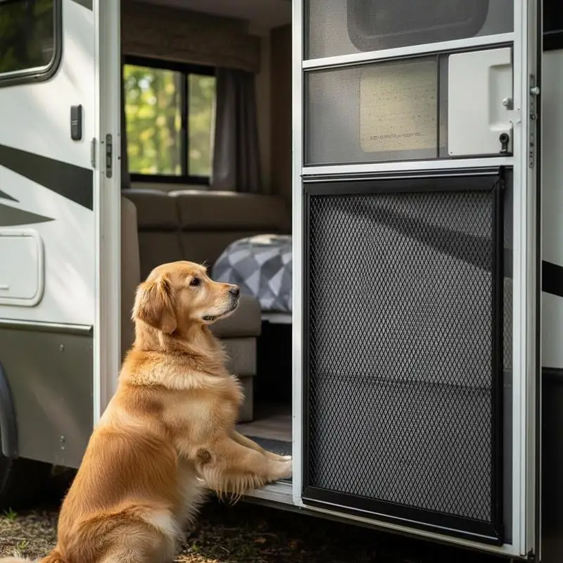 Camper Door Guard 26.5 x 20 inch For RV Entry Pet Protection Child Safety Trailer Ventilation, Reinforced Breathable Mesh Aluminum Alloy Construction Easy Installation Quick Disassembly Black Accessory
Camper Door Guard 26.5 x 20 inch For RV Entry Pet Protection Child Safety Trailer Ventilation, Reinforced Breathable Mesh Aluminum Alloy Construction Easy Installation Quick Disassembly Black Accessory